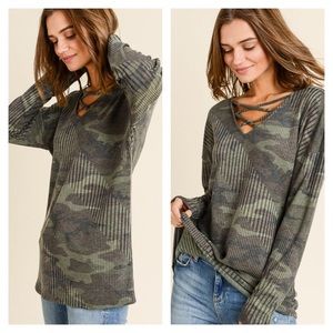 Tops - 🎉BLOWOUT SALE💥🔥Camo Ribbed Criss Cross Top Tops - 🎉BLOWOUT SALE💥🔥Camo Ribbed Criss Cross Top